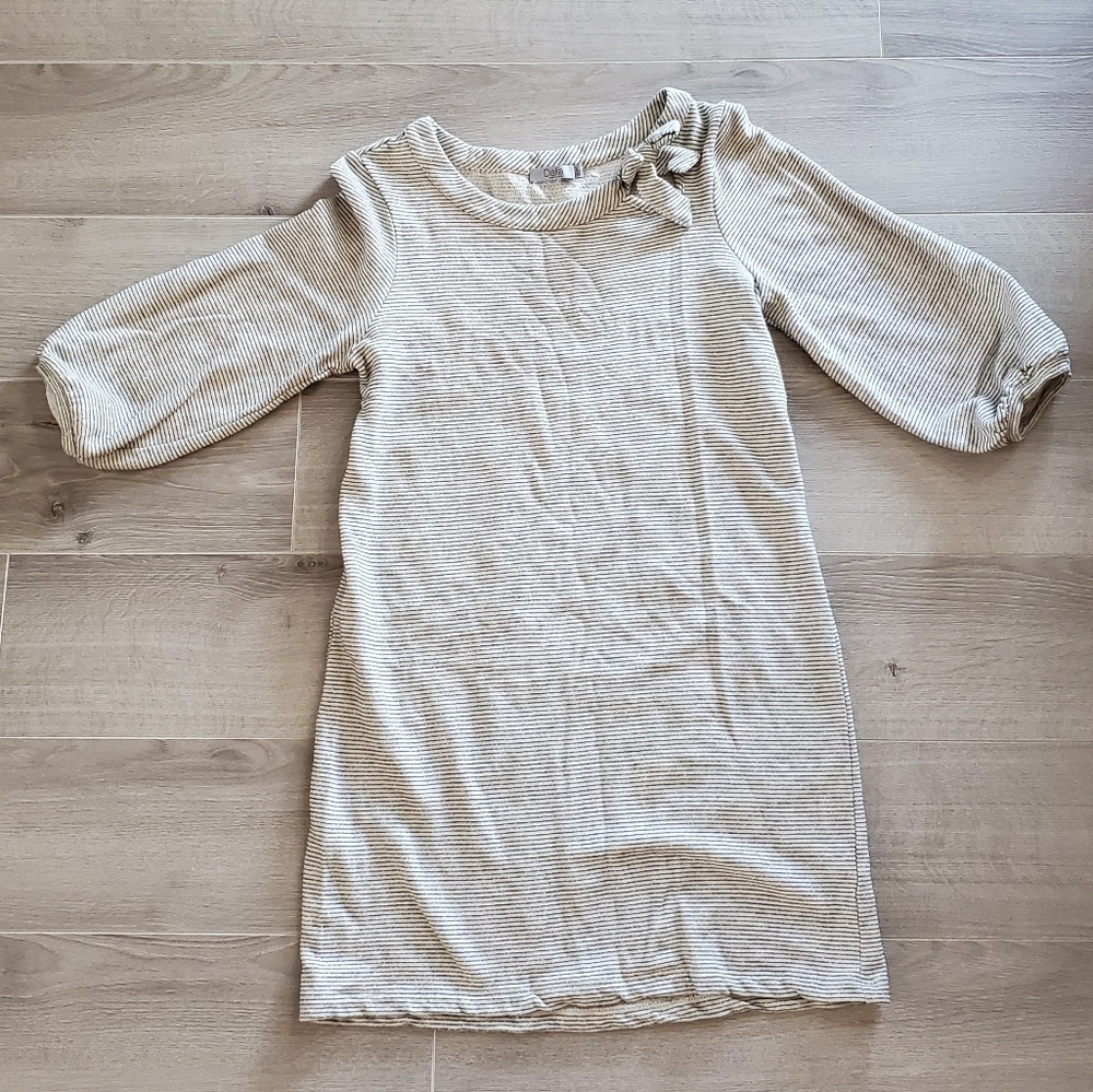 DALIA Grey Striped A-Line Dress Size Small